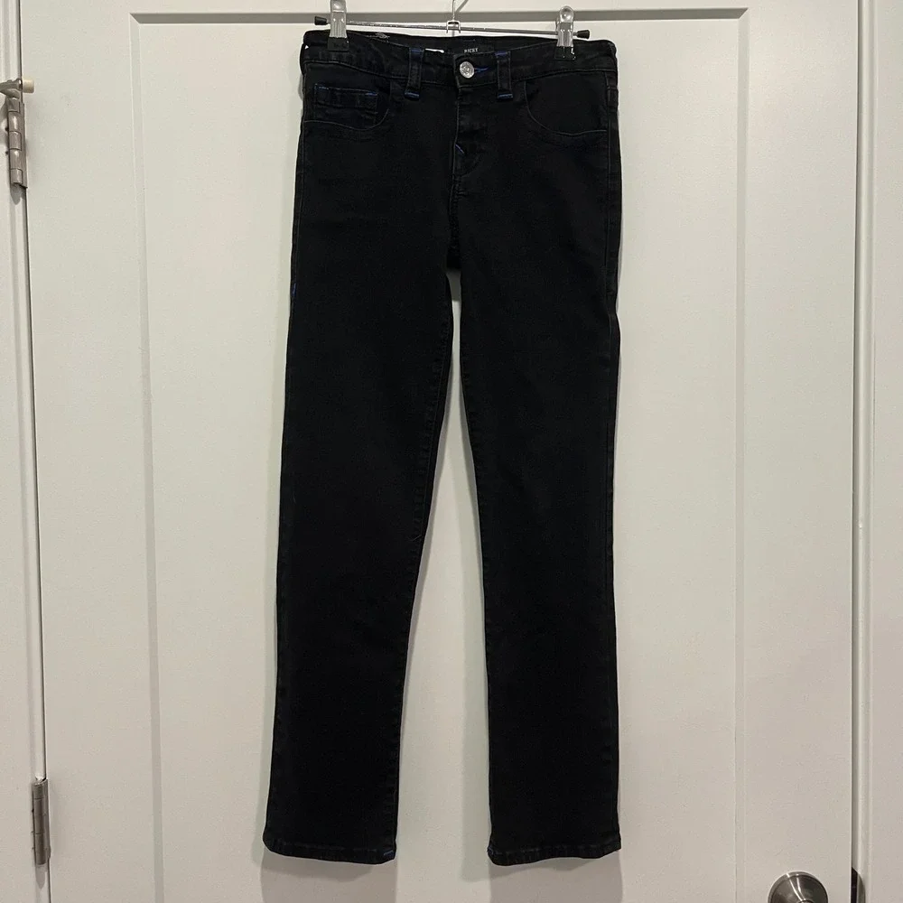 True Religion Ricky Relaxed Straight Black Blue Stitch Jeans Boys Size 12
